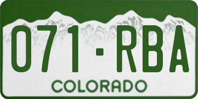 CO license plate 071RBA