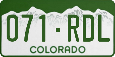 CO license plate 071RDL