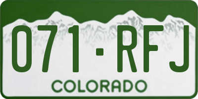 CO license plate 071RFJ