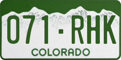 CO license plate 071RHK