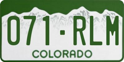 CO license plate 071RLM
