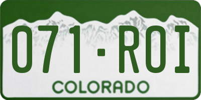 CO license plate 071ROI