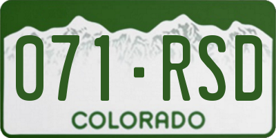 CO license plate 071RSD