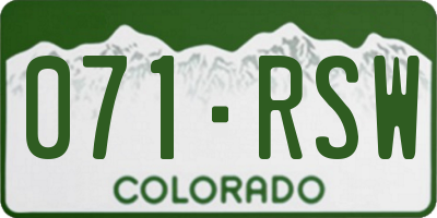CO license plate 071RSW