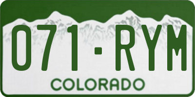 CO license plate 071RYM