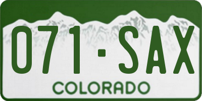 CO license plate 071SAX