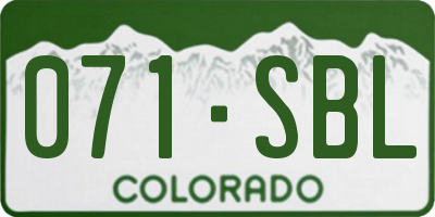 CO license plate 071SBL