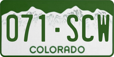 CO license plate 071SCW
