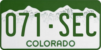 CO license plate 071SEC
