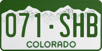 CO license plate 071SHB