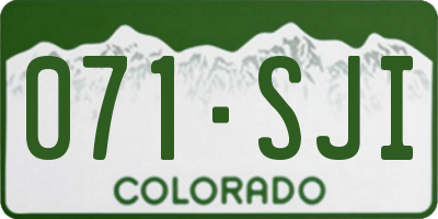 CO license plate 071SJI