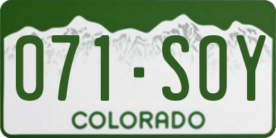 CO license plate 071SOY