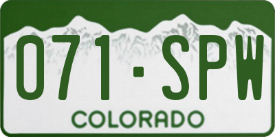 CO license plate 071SPW
