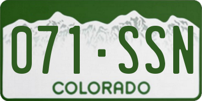 CO license plate 071SSN