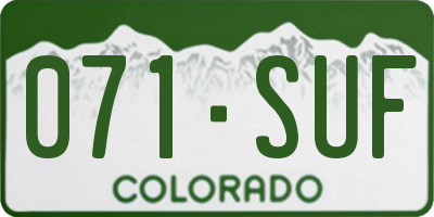 CO license plate 071SUF