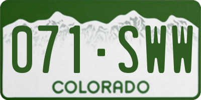 CO license plate 071SWW