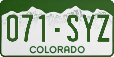 CO license plate 071SYZ
