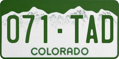 CO license plate 071TAD