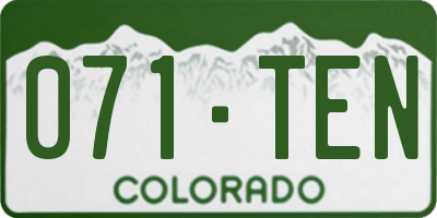 CO license plate 071TEN