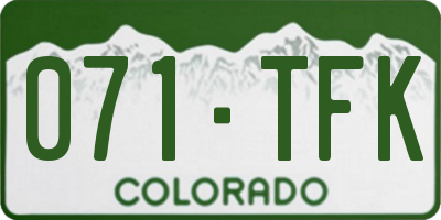CO license plate 071TFK