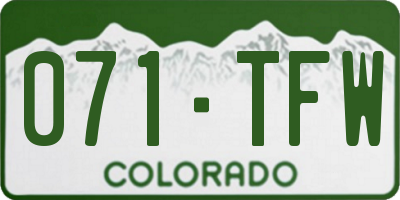CO license plate 071TFW