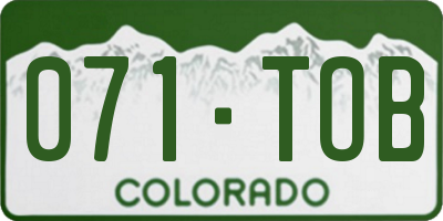 CO license plate 071TOB