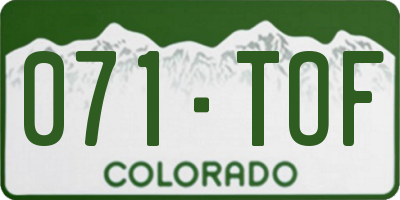 CO license plate 071TOF