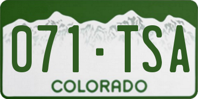 CO license plate 071TSA
