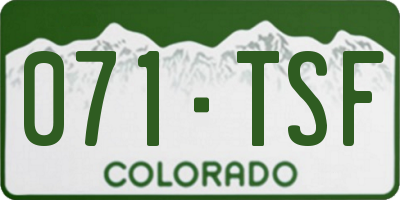 CO license plate 071TSF