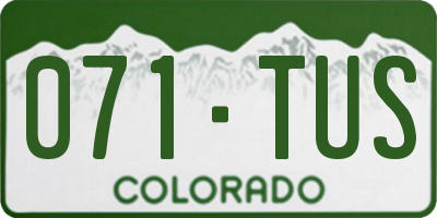 CO license plate 071TUS
