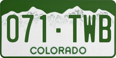 CO license plate 071TWB