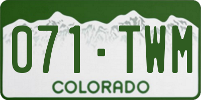 CO license plate 071TWM
