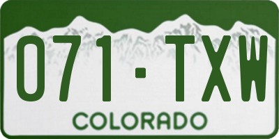 CO license plate 071TXW