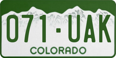 CO license plate 071UAK