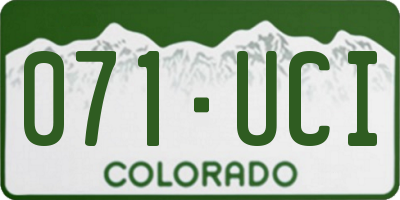 CO license plate 071UCI
