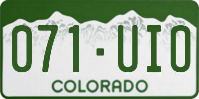 CO license plate 071UIO