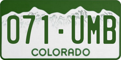 CO license plate 071UMB