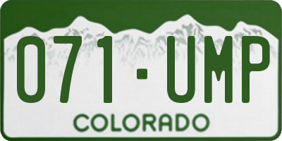 CO license plate 071UMP