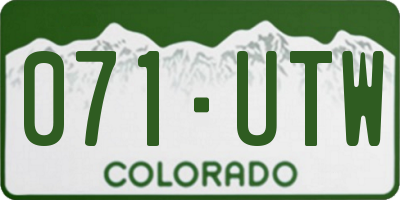 CO license plate 071UTW