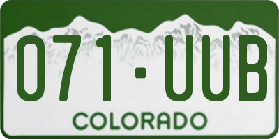 CO license plate 071UUB