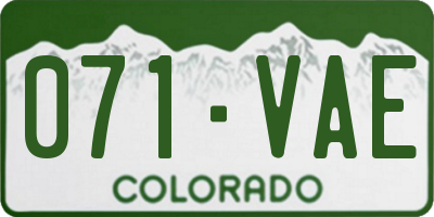 CO license plate 071VAE