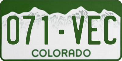 CO license plate 071VEC