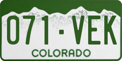 CO license plate 071VEK