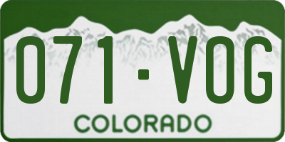 CO license plate 071VOG