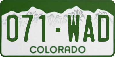 CO license plate 071WAD