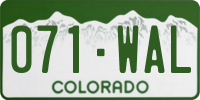 CO license plate 071WAL