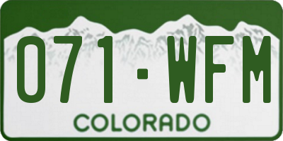 CO license plate 071WFM