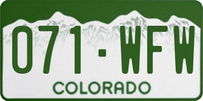 CO license plate 071WFW