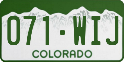CO license plate 071WIJ