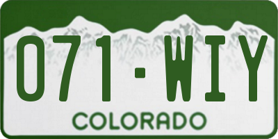 CO license plate 071WIY